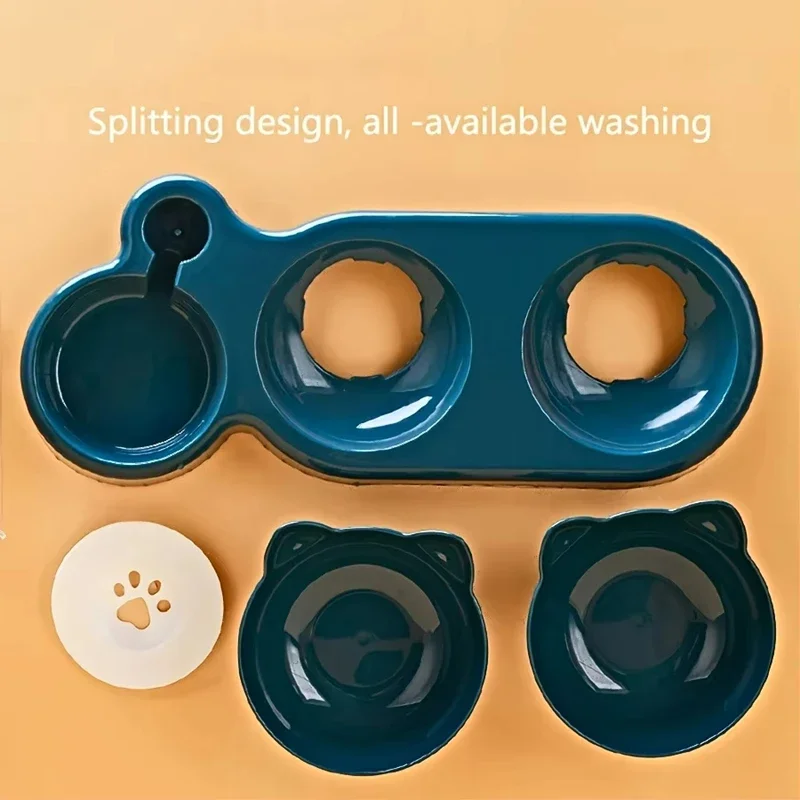 3-In-1 Cat Bowl Set with Tilted Ear Design and Gravity Water Bottle for Neck Protection - Bowls with Water Feeder Cats food bowl image 3