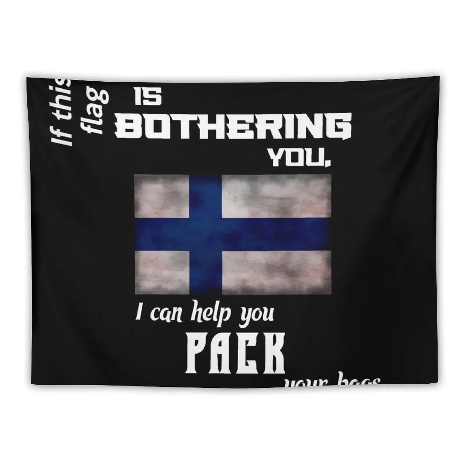 Finnish flag - pack your bags Tapestry Art Mural Decoration Aesthetic Tapestry