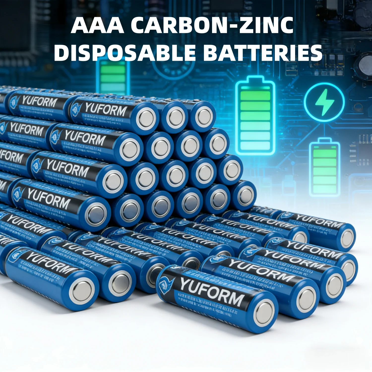 AAA Carbon Zinc Batteries 1.5V 4-60pcs, Heavy Duty & Economical for Remote, Clock, Toys, Flashlight, Razor