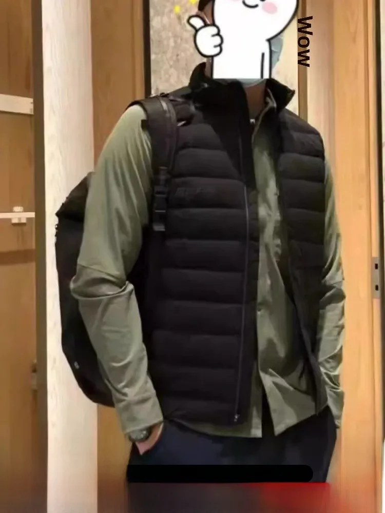 

Waterproof Duck down Vest Men's Women's Autumn Winter Warm Filling Lock Velvet L Series Substitute Ultra Short Zipper Pure Color