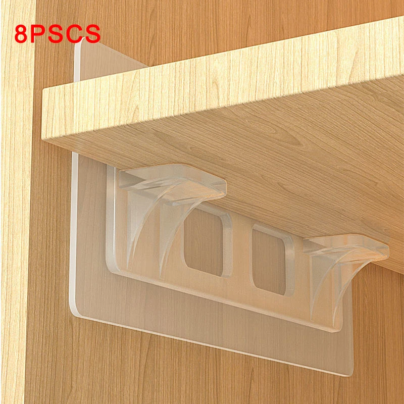 4/8pcs Wardrobe Divider Brackets Non-Marking Sticky Kitchen Cabinet Divider Brackets Anti-Side Slip Layer Support Brackets