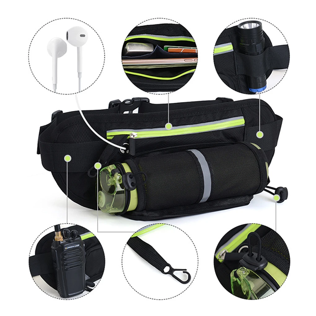 Cintura Zipper Bag para Viajar, Belt Pouch, ajustável Fanny Pack, Cinza