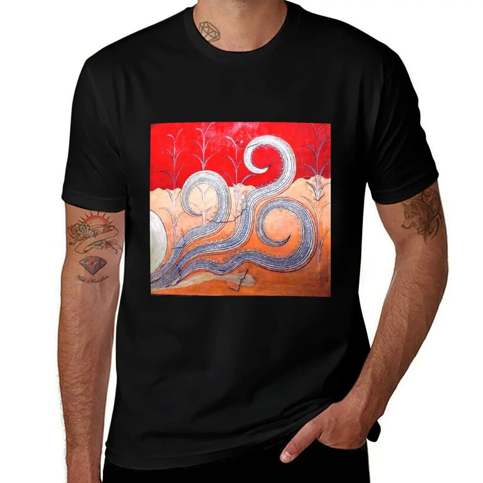 Camiseta Minoan Octopus Fresco para hombre, camiseta personalizada para hombre, camiseta gráfica