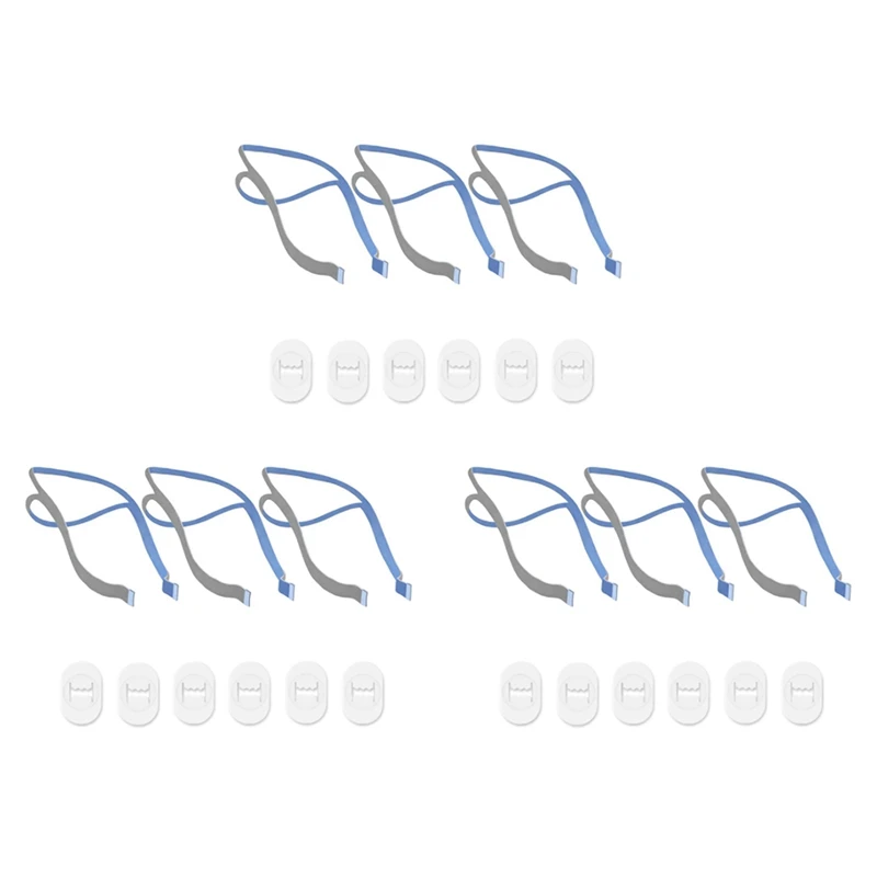 Hot Sale9pcs Replacement Headgear For Resmed Airfit P10 Nasal Pillow CPAP Mask Straps With 18 Adjustment Clips