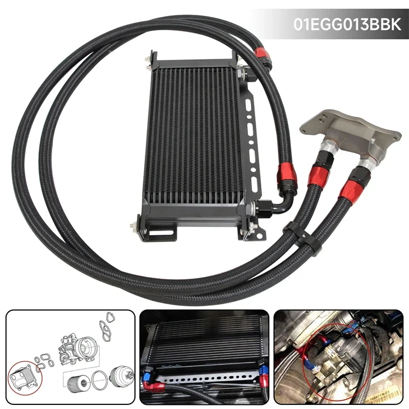 19/25 Row AN10 Oil cooler w/ Mounting Bracket+Adapter Hose Kit For BMW Mini Cooper S Supercharger R56 1.6L 06-12 Black/Silver