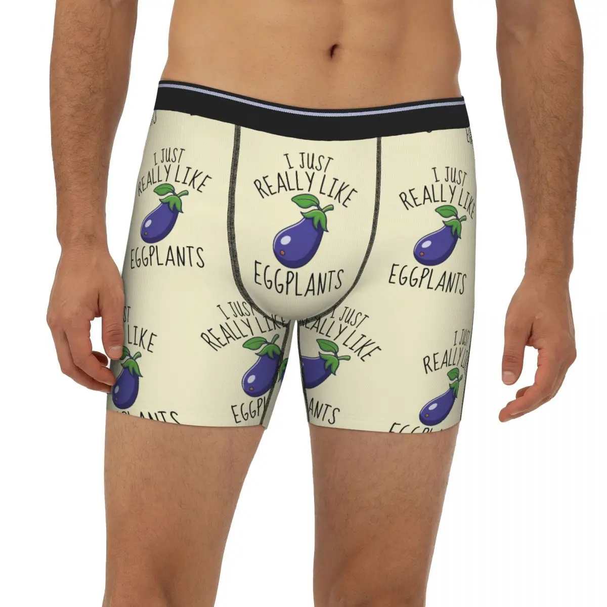 

Eggplant Vegetables Long Boxer Underpants Short Men Panties Ventilate Underwear for Homme Man Boyfriend Gift