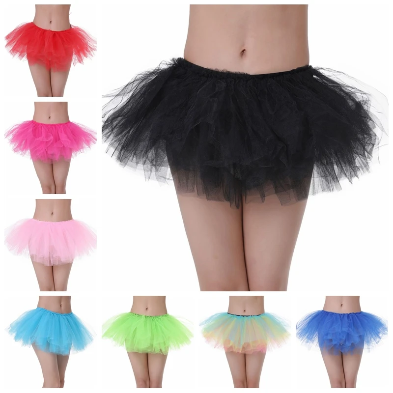 Mulher de malha meia saia occidental adulto organza tutu mini bolo saia cinco camadas tamanho regular