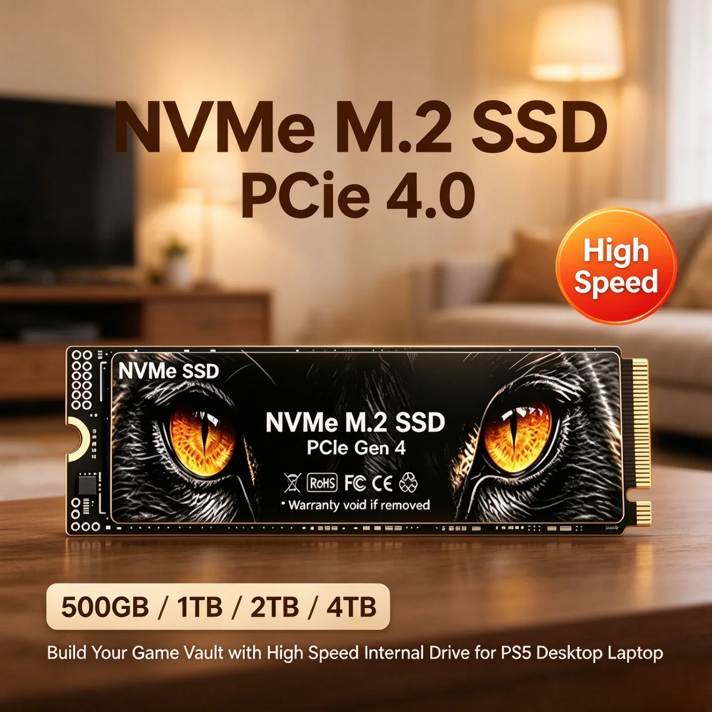Hassle-Free Internal Drive NVMe M.2 SSD PCIe 4.0 High Speed for Gaming PS5 Desktop Laptop with Easy Install 500GB 1TB 2TB 4TB