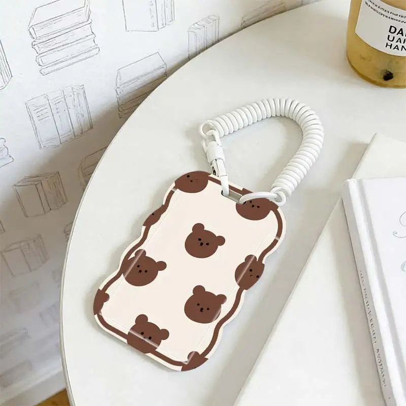 Card Sleeve for Student Bus/Meal Card Protection Case Photo Protector Kpop Photocard Holder Stretchable Spring Cord