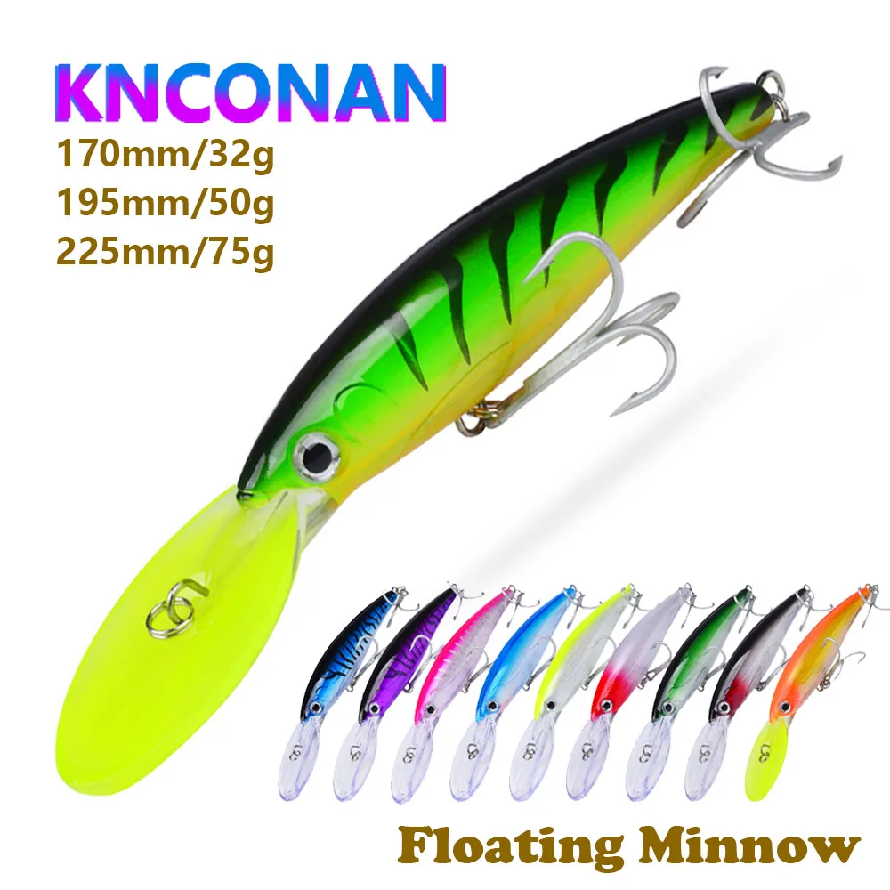 

Heavy sea Floating Minnow Fishing Lure 225mm 75G 195mm50g 170mm32g Bait Saltwater Fishing Bass Jerkbait Artificial Spinning Lure