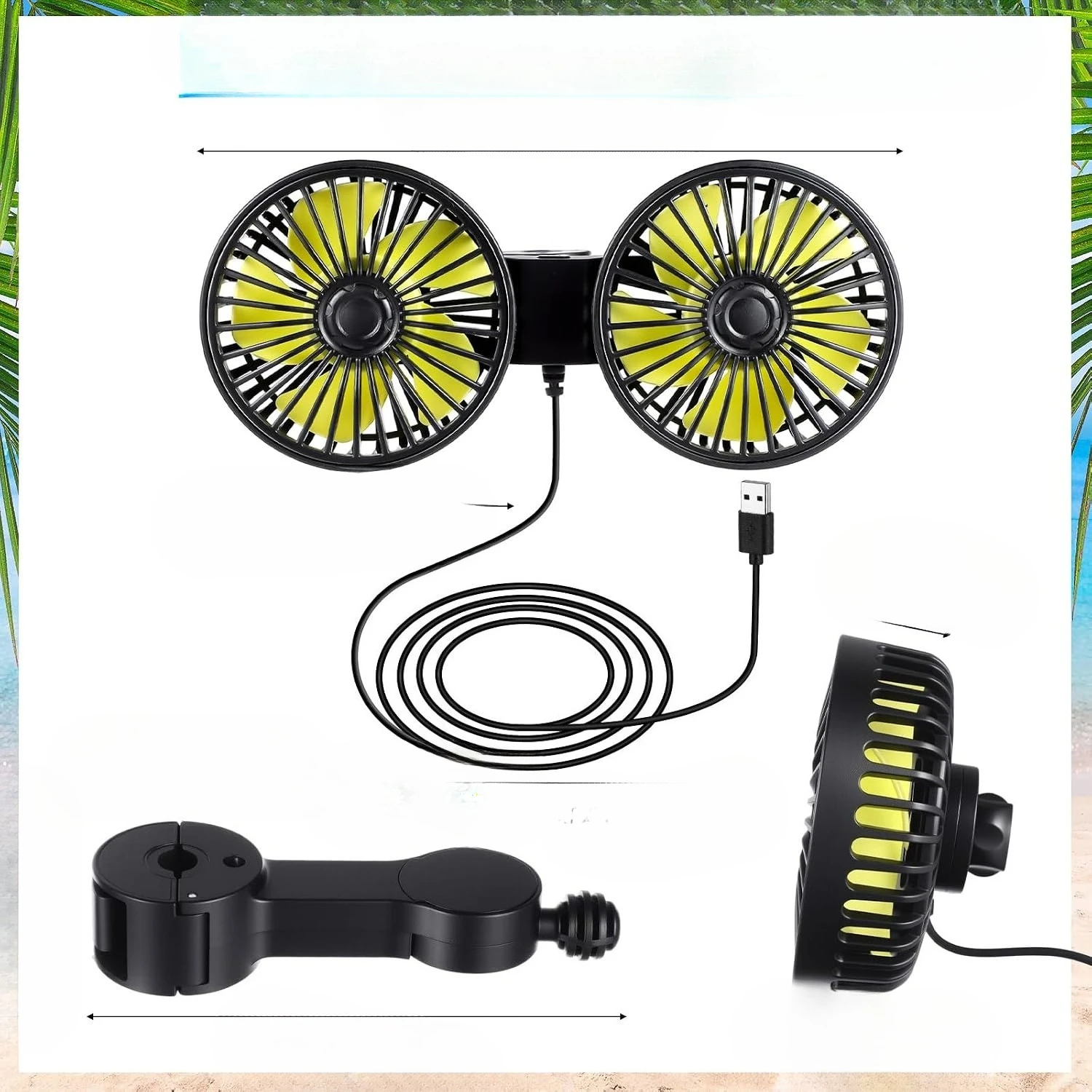 2026 New Upgrade Dual Car Seat Fans For Portable USB Backseat Cooling 12v Headrest 360 Degree Rotatable Fan Powerful