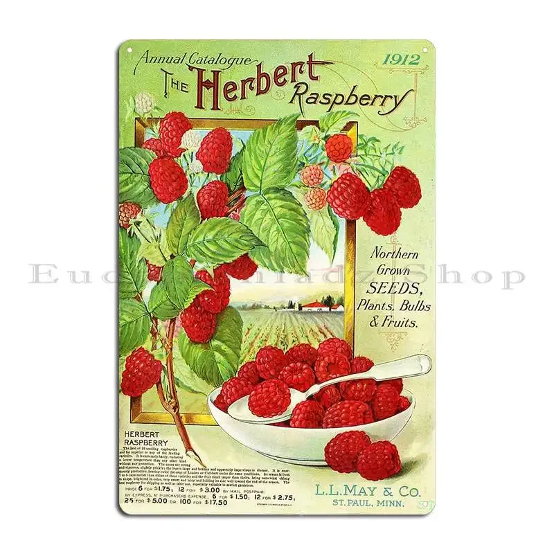 Ll May And Co Raspberry Illustration Metal Sign Retro Garage Garage Printed Pub Plates Tin Sign Poster