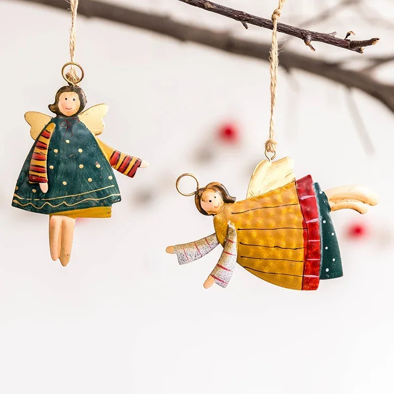 Party Decorations Gift Christmas Pendant Xmas Tree Doll Hanging Metal Ornaments DIY Christmas Day Santa Angel Claus