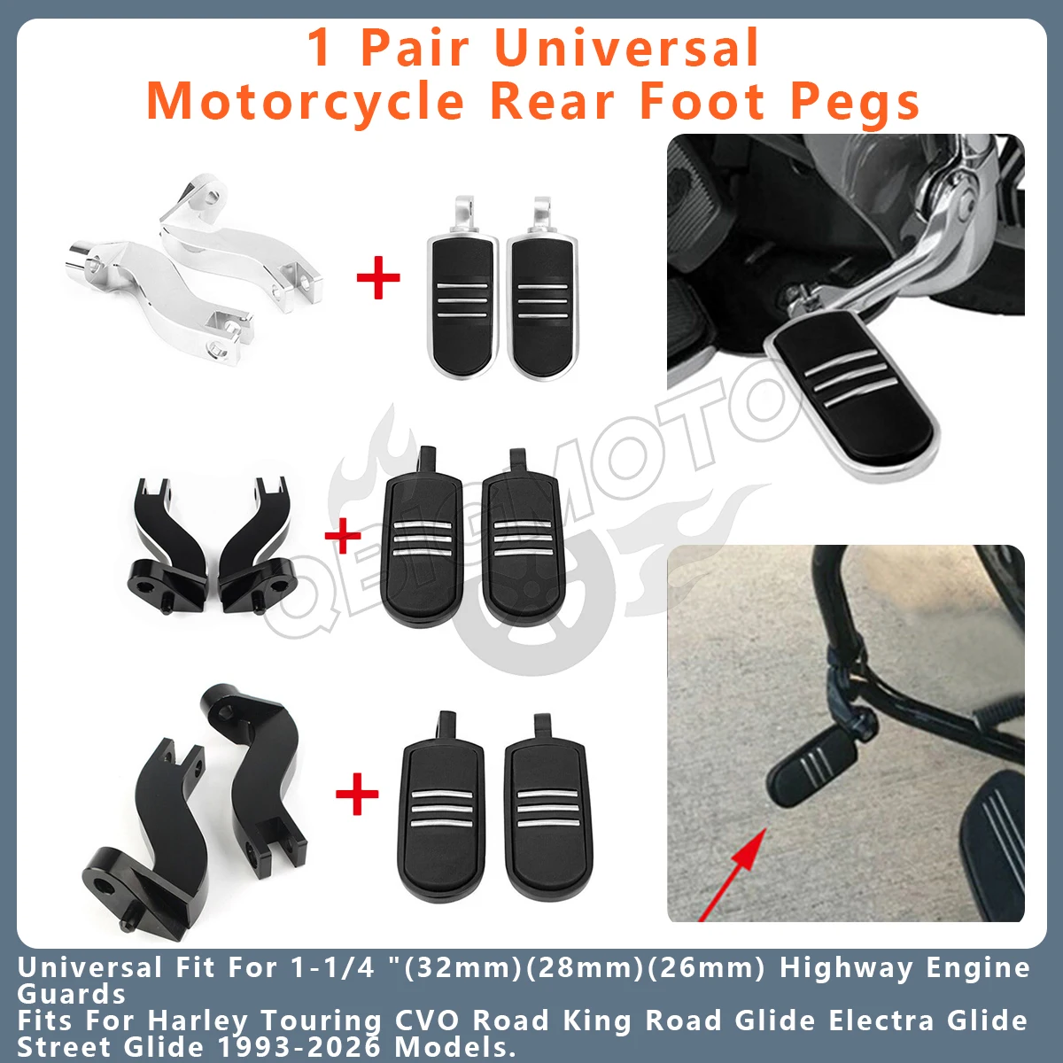 

Moto Rear Foot Pegs Highway Pegs Engine Guards Passenger Foot Rests For Harley Touring Road King Road Glide Electra Street Glide