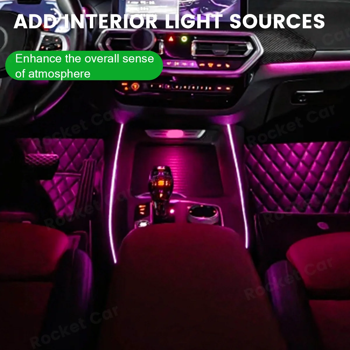 11 Colours LED Ambient Light For BMW X3 X4 G01 G02 IX3 2018-2023 Car Saddle Decorative Lam Accessory Refit Center Console Light