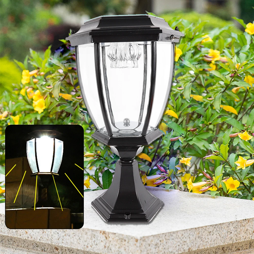 

23*14*40cm 1 W Black Indoor & Outdoor Yard Light LED Solar Power Lantern Landscape Pillar Post Lamp Waterproof