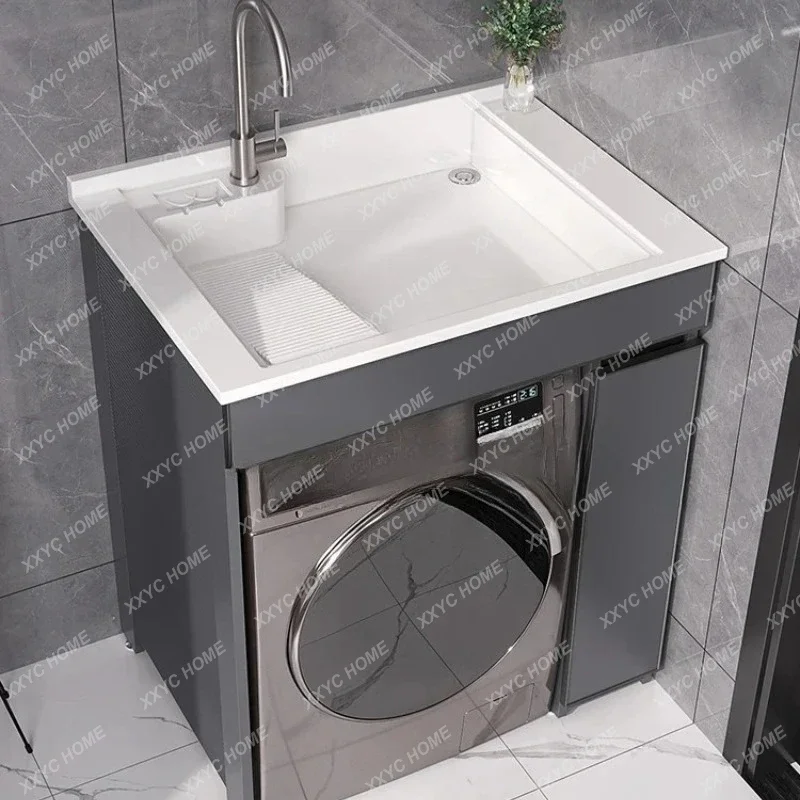 Alumimum Balcony Washing Machine Cabinet Washbasin Integrated Table Wash Basin Combination Small Apartment