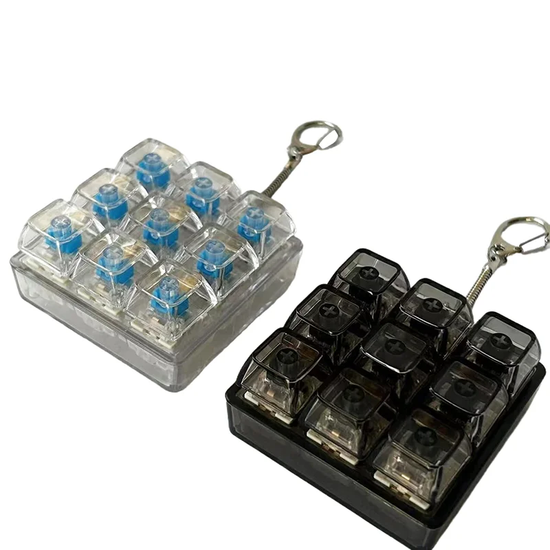 

Stress Relief Mechanical Keyboard Tester Gift; LED Fidget Keychain with 4/9 Buttons