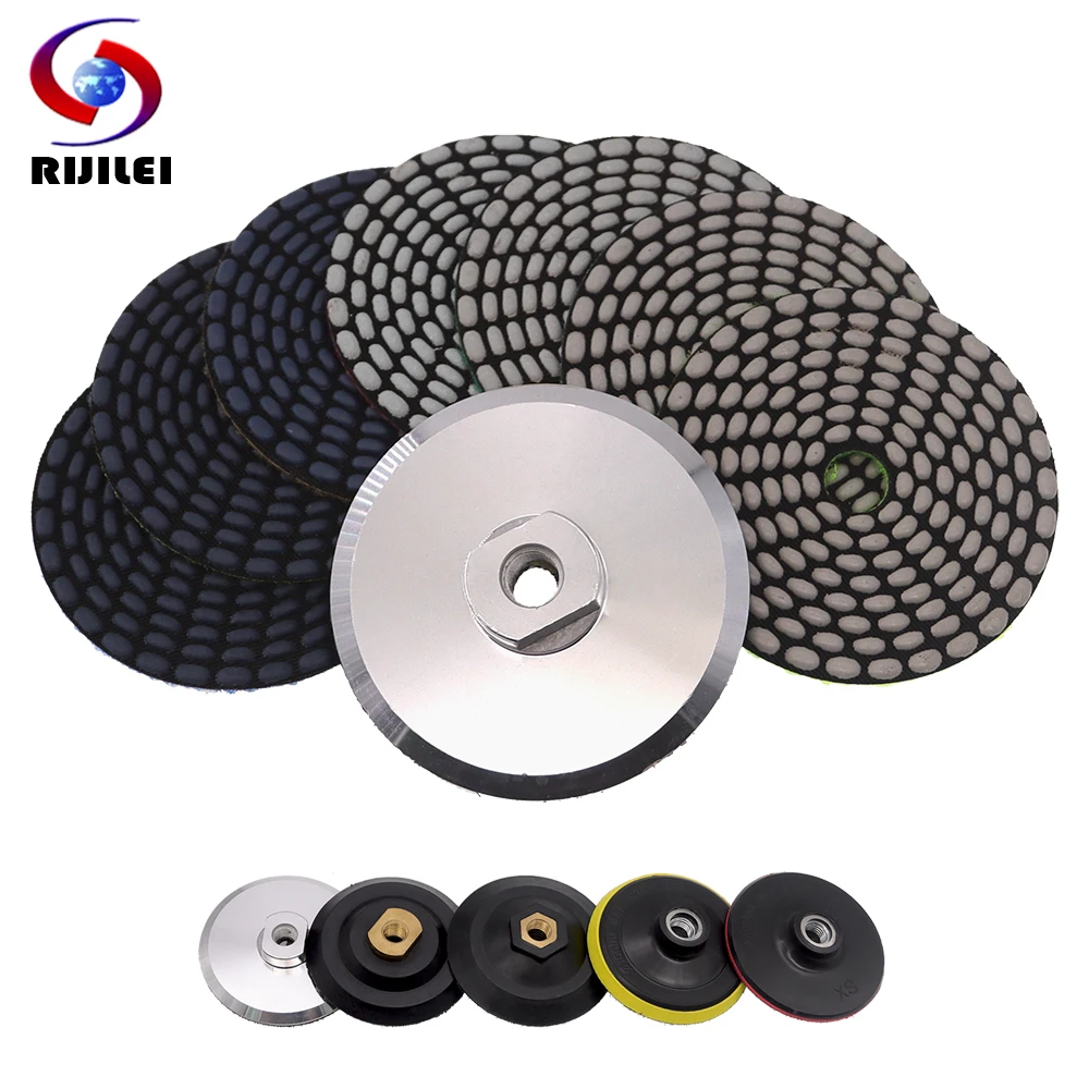 

8 PCS 4 Inch Dry Polishing Pad Sharp Flexible 100mm Diamond Polishing Pads For Granite Marble Stone Concrete With Backer Pad