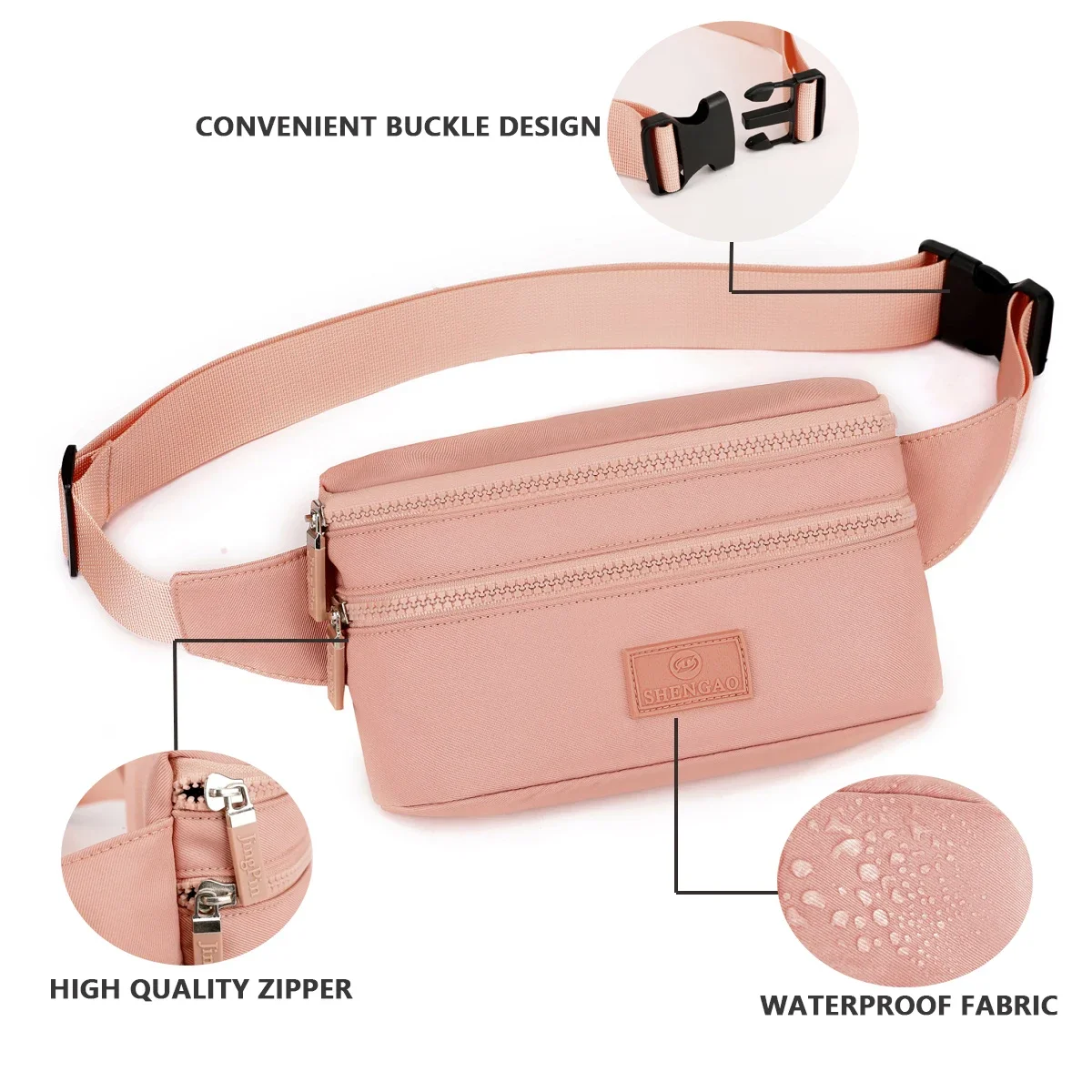 Pacote de cintura à prova d\'água para lazer ao ar livre, esportes, material anti-nylon, resistente ao desgaste, bolsa organizadora de mudança de