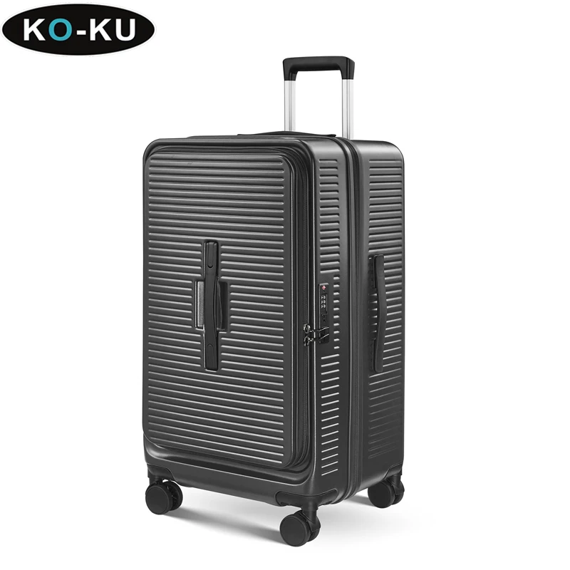 KO-KU Front Opening Travel Suitcase  22/26/30 Inch ABS+PC Zipper Large Capacity Trolley Case TSA Lock Universal Wheel Luggage