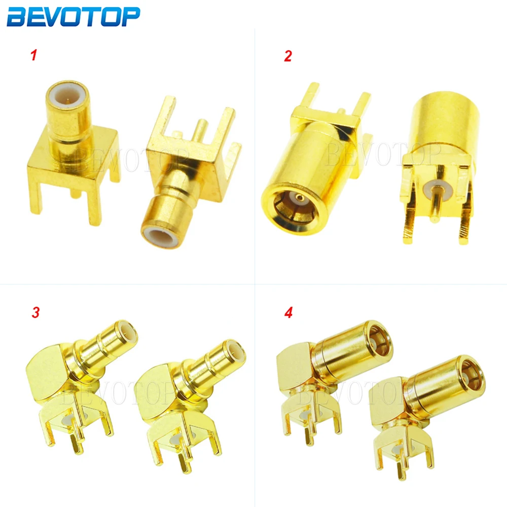 

2Pcs/Lot SMB PCB Mount Connector SMB Male Plug RF Coaxial Adapter SMB Female Jack Right Angle Solder PCB Panel 4 Pins 50Ohm