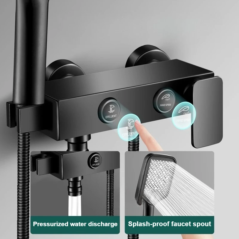 Черный/серебристый смеситель для ванны, бытовой смеситель для ванной комнаты, набор насадок для душа, аксессуары для душа, кран для холодной и горячей воды