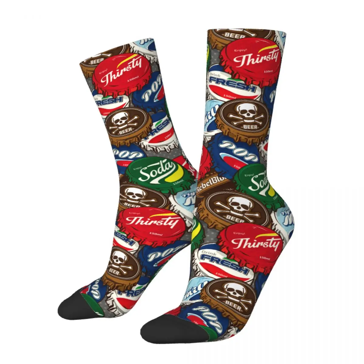 Winter Warm Casual Women Men Retro Classic Bottle Cap Beer Socks Breathable Basketball Socks