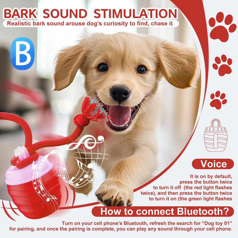 

Interactive Dog Toys Ball for Boredom Active Rolling Ball with Tail for Dogs Indoor Training Toy