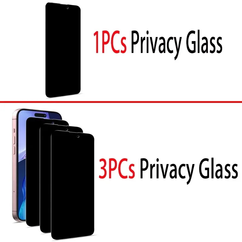 Protector de pantalla de privacidad antiespía para iPhone 17 16 15 14 13 12 11 Pro Max, película anti-miradas, 1/3 piezas 2