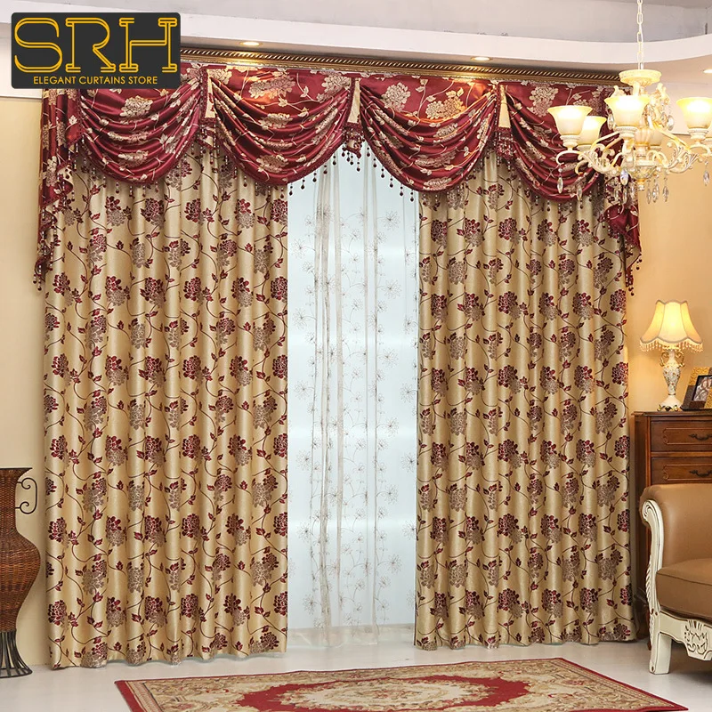 Custom Luxury European Curtains for Living Room Bedroom Window Jacquard Shade Decor Elegant Tulle Double Sided Yarn Dyed Fabric