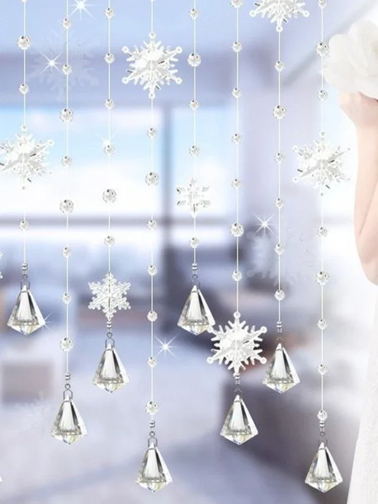 Rideau de perles de cristal de flocon de neige, rideau de porte de chambre à coucher, décoration nordique fraîche, rideau de séparation en cristal pour armoire à chaussures, BE Ching gratuit