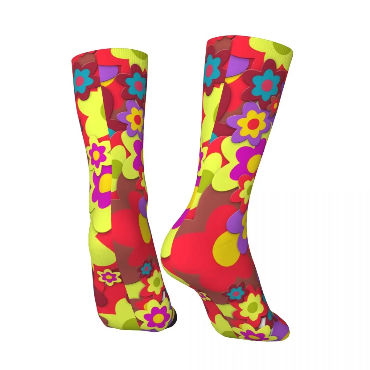 Vintage Flowers Color Men's compression Socks Unisex Harajuku Seamless Printed Novelty Crew Sock