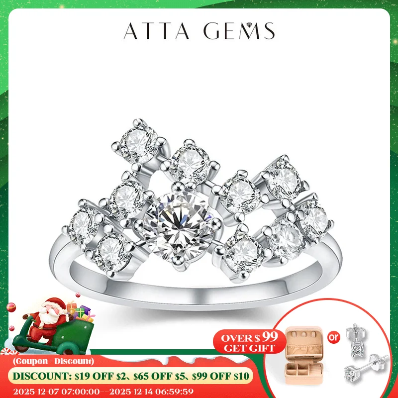ATTAGEMS Moissanite Ring D Color 1.5ct Excellent Round Shape 5mm 925 18K Real Engagement Wedding Rings For Women Fine Jewelry