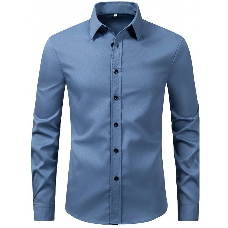 

Повседневная однотонная мужская одежда Long Sve irt Faionable Busin, повседневная одежда с воротником Briti ex Warm All Seasons