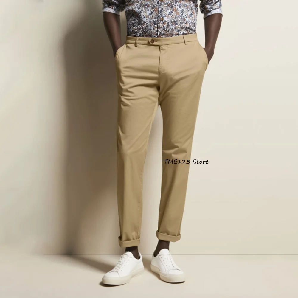 

Мужские повседневные прямые брюки из полиэстера, однотонные, классические, для работы, пошив на заказ