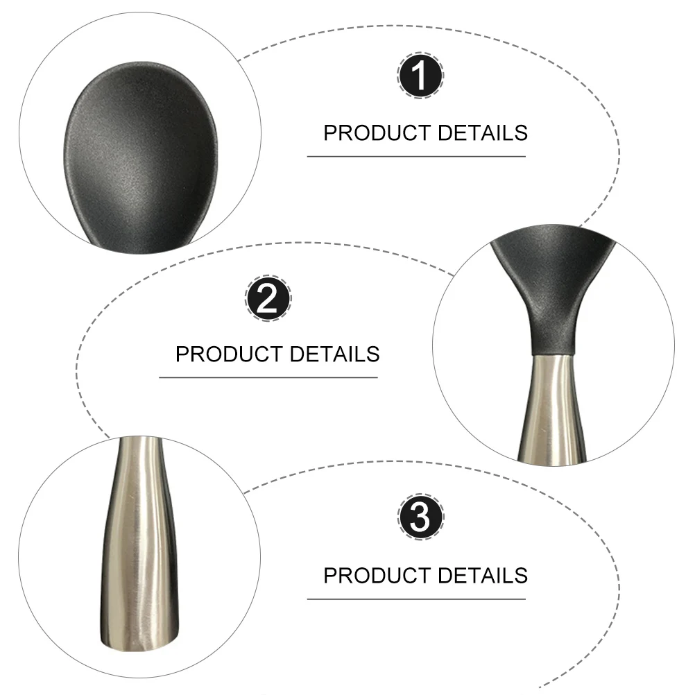 

Silicone Rice Paddle Spoon Standing Design Heat Resistant Stainless Steel Handle Non-Stick Rice Serving Spoon Suitable for Home