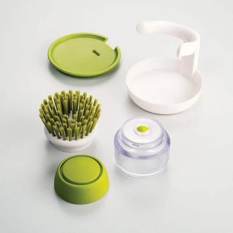 Dish Brush With Soap Dispenser Palm Brush Dish washing Kitchen Scrub Brushes With Holder Drip Tray