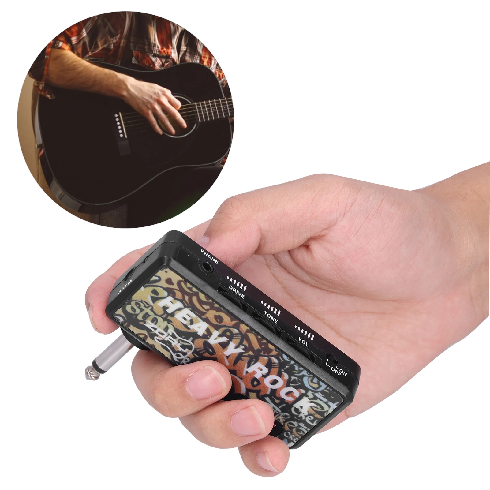 Electric Guitar Bass Headphone Amplifier with Audio Cable Adapter USB Charging Guitar Accessories Guitar Headphone Amp