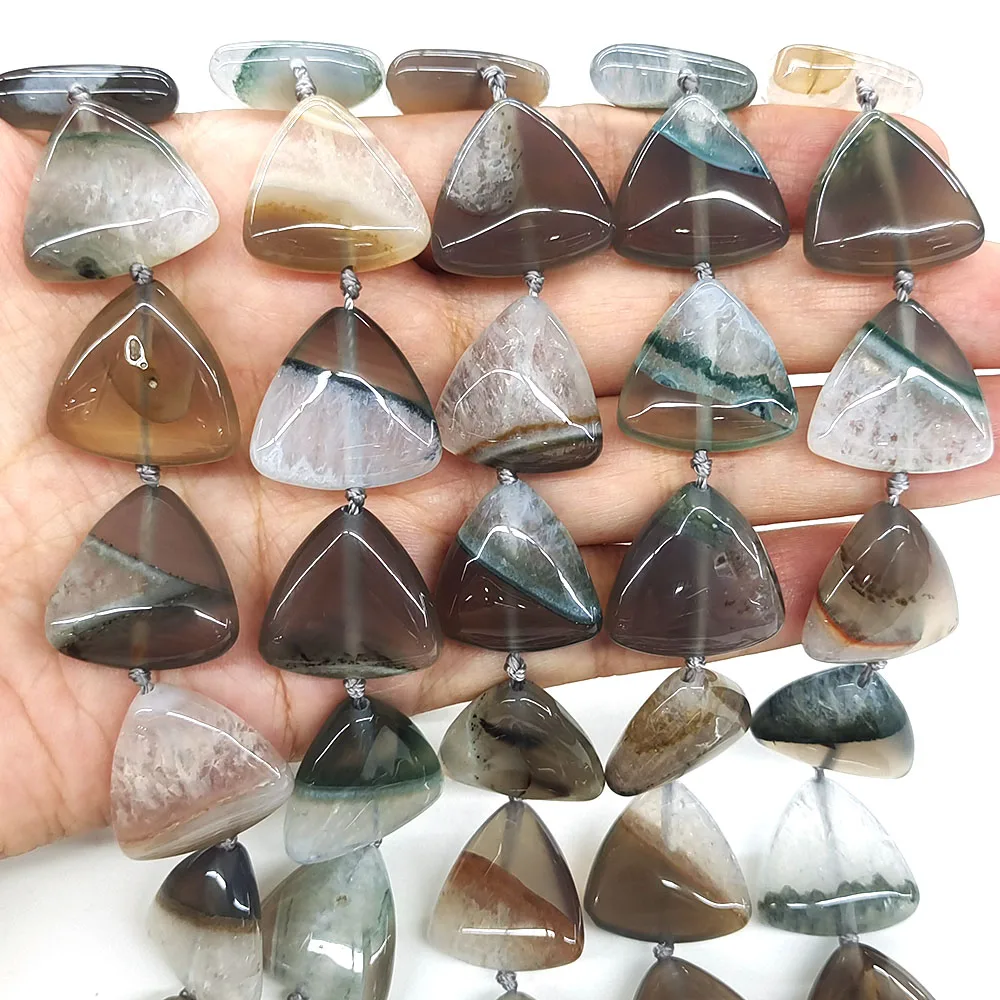 Multicolor Uruguayan Triangle Shape Beads Natural Crystal Stones Black Agate Gems Beads for Jewelry Making DIY Bracelet Necklace