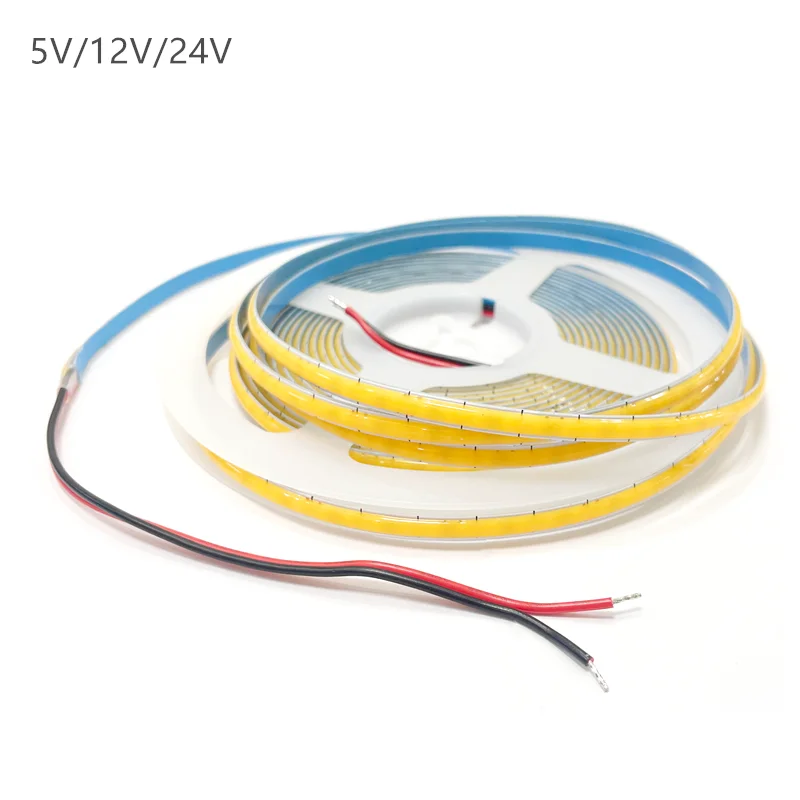 5V 12V 24V COB Strip Light 5mm Width LED Tape Ultrathin Superfine 1cm Cut Daylight 6500K Natural White 4000K Warm White 3000K 5M