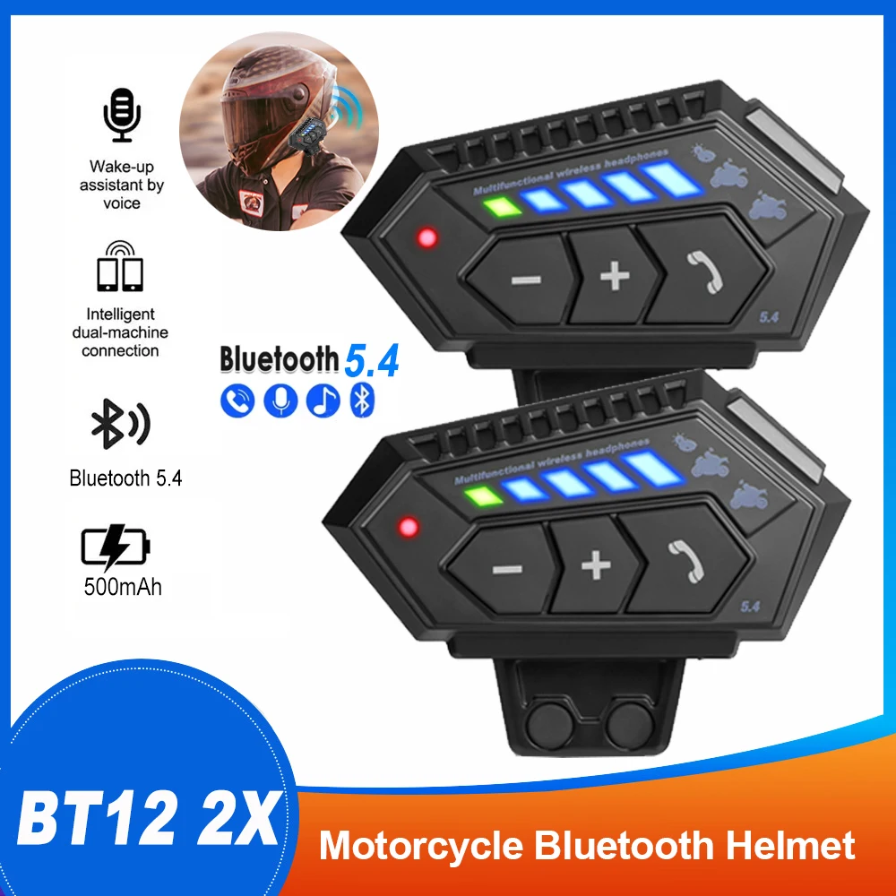 

Bluetooth 5.4 Motorcycle Helmet Headset Handsfree Phone Kit Waterproof Noise Reduction Voice Control Earphone with Ambient Light