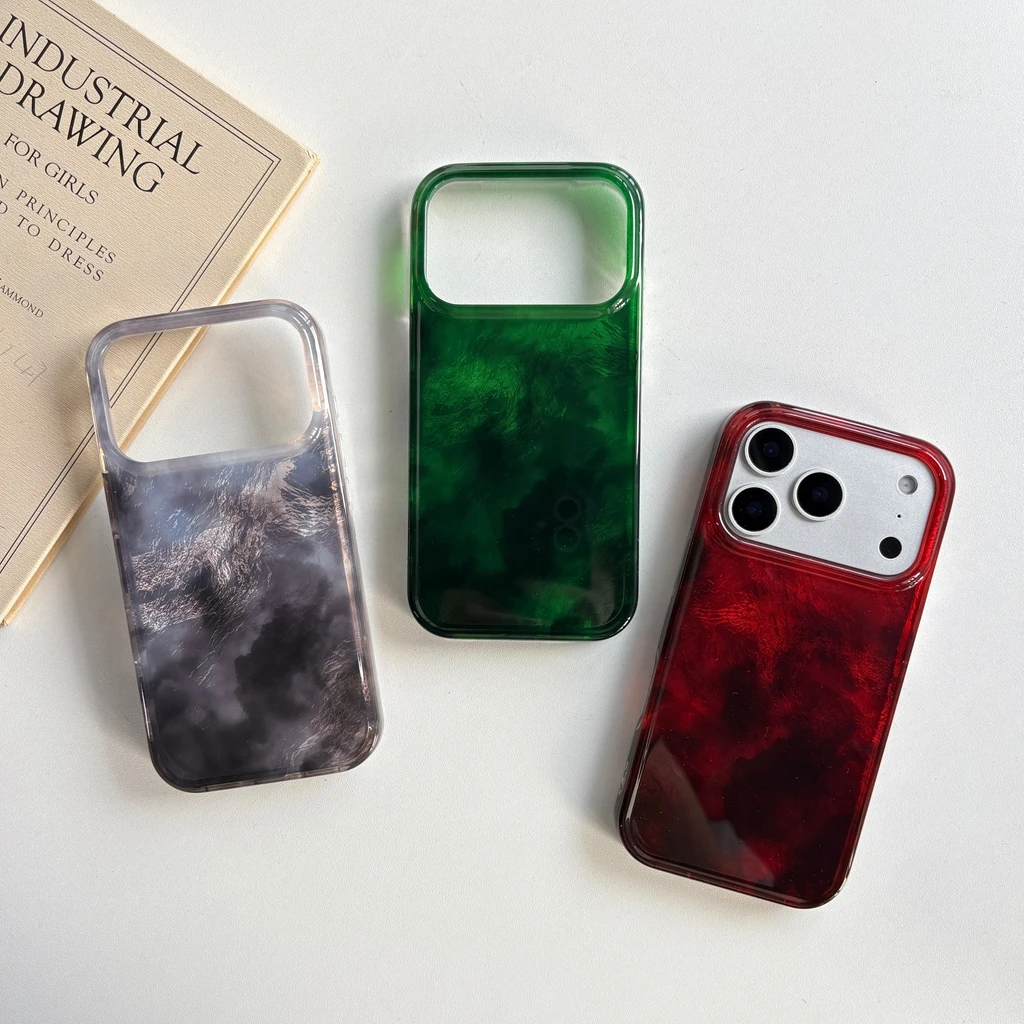 Advanced Art Red Green and Gray Gradient Tin Foil Pattern Shock Proof Phone Cover Case for iPhone 17 16 15 14 13 Pro Max Air