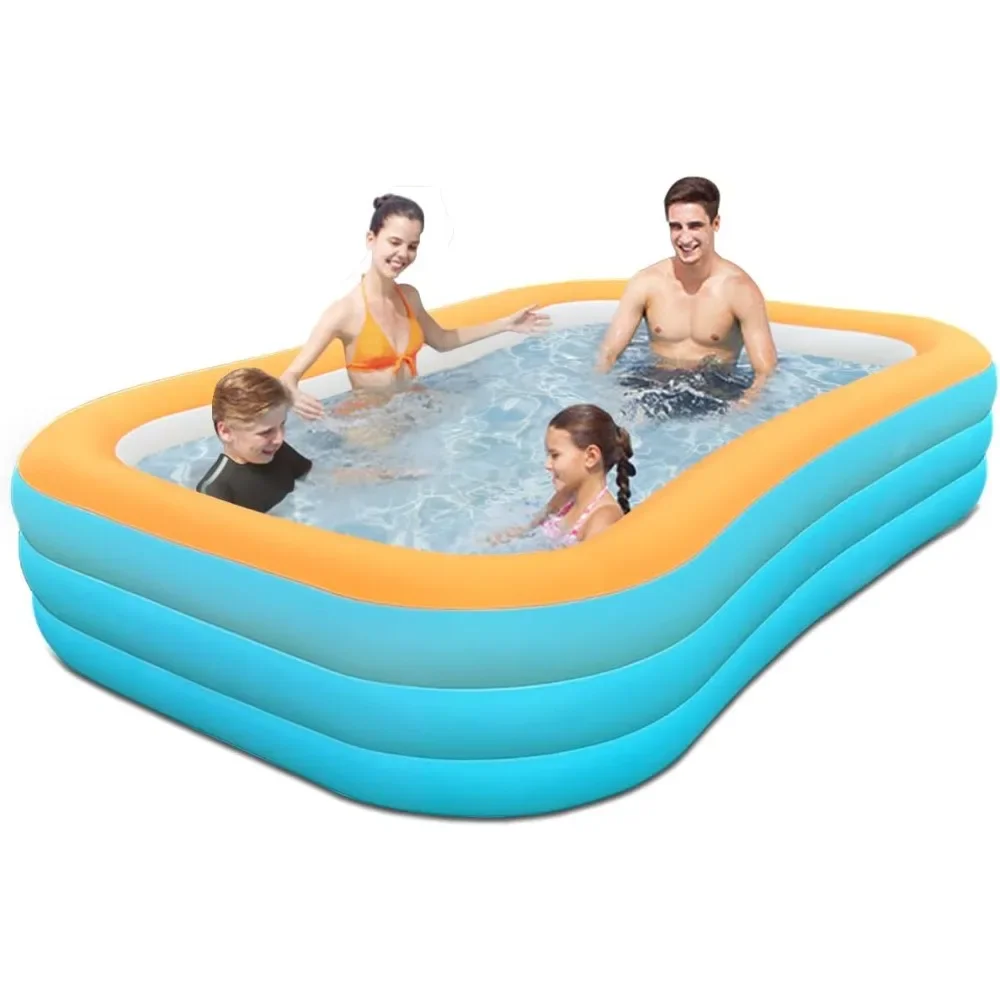 

Family Large Inflatable Swimming Pool,75" X 55" X 20" Blow Up Pool