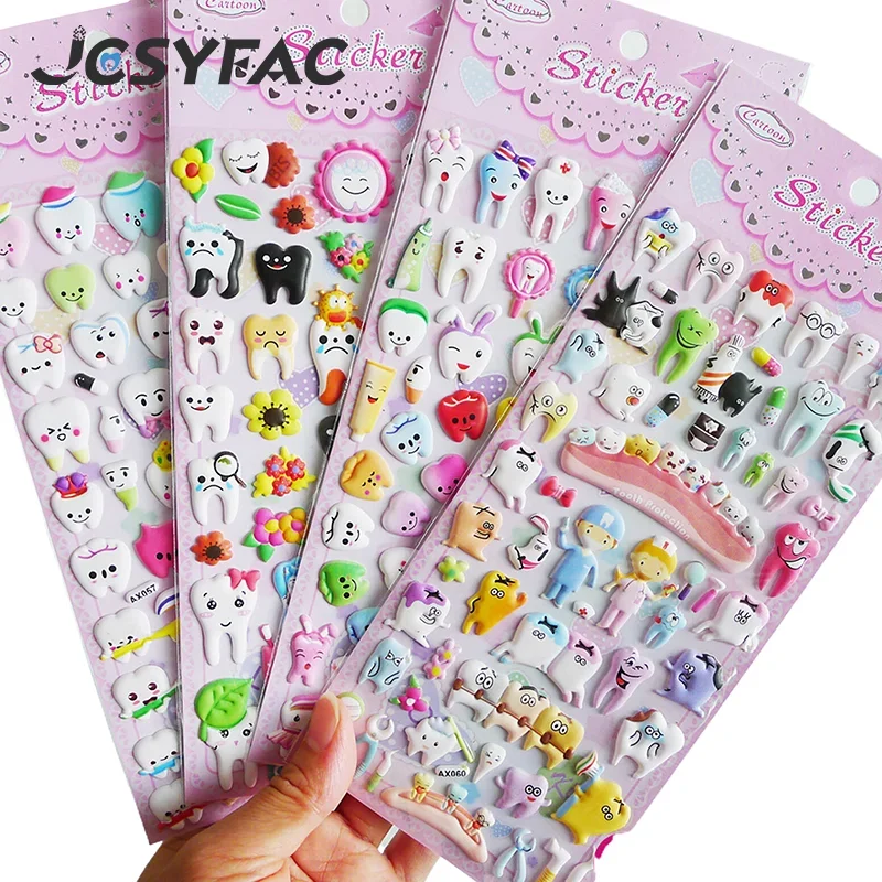 

4/5 sheets Cartoon Dental Tooth Shape Stickers Fashion Molar Shape Teeth Dentist Clinic Kid Children Gift Dentistry Decoration
