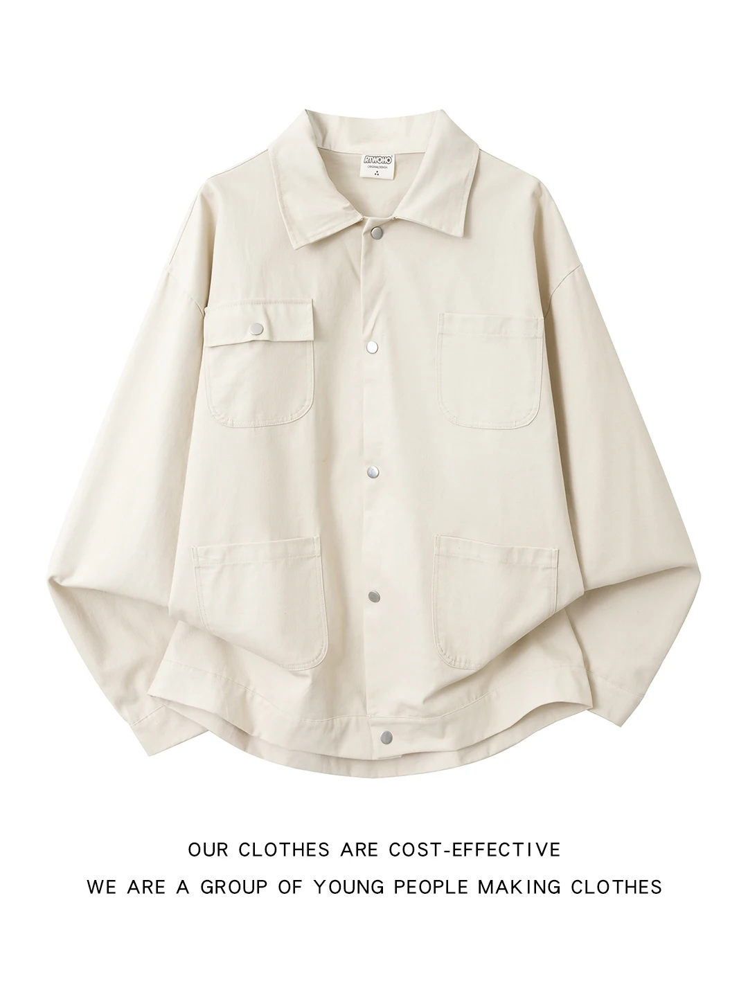American Style Long Sleeve Workwear Shirt for Men with Multiple Pockets Loose Fit Collared Top Trendy Simple Design Spring Au...