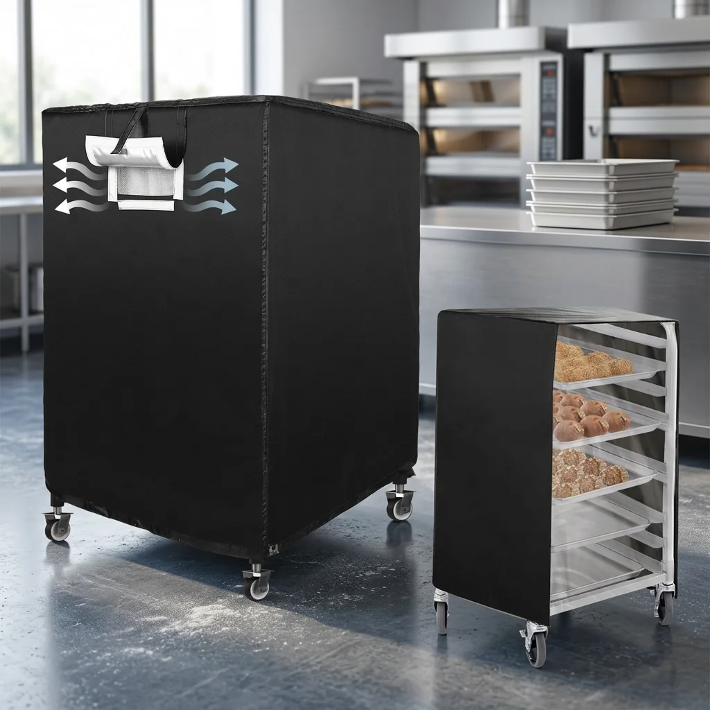 Bread Rack Cover 210D Oxford Cloth Bakery Protector Dustproof Clear PVC Window for Home Kitchen Baking Studio Durable Case