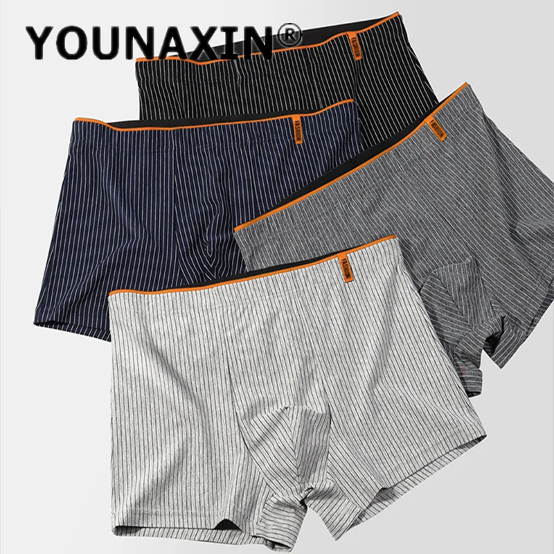 

YOUNAIXIN 4 Pcs Men's Underwear Large Size Cotton Boxer Shorts Fashion Boy Big Boxer Briefs Homme Undies L XL 2XL 3XL 4XL 5XL