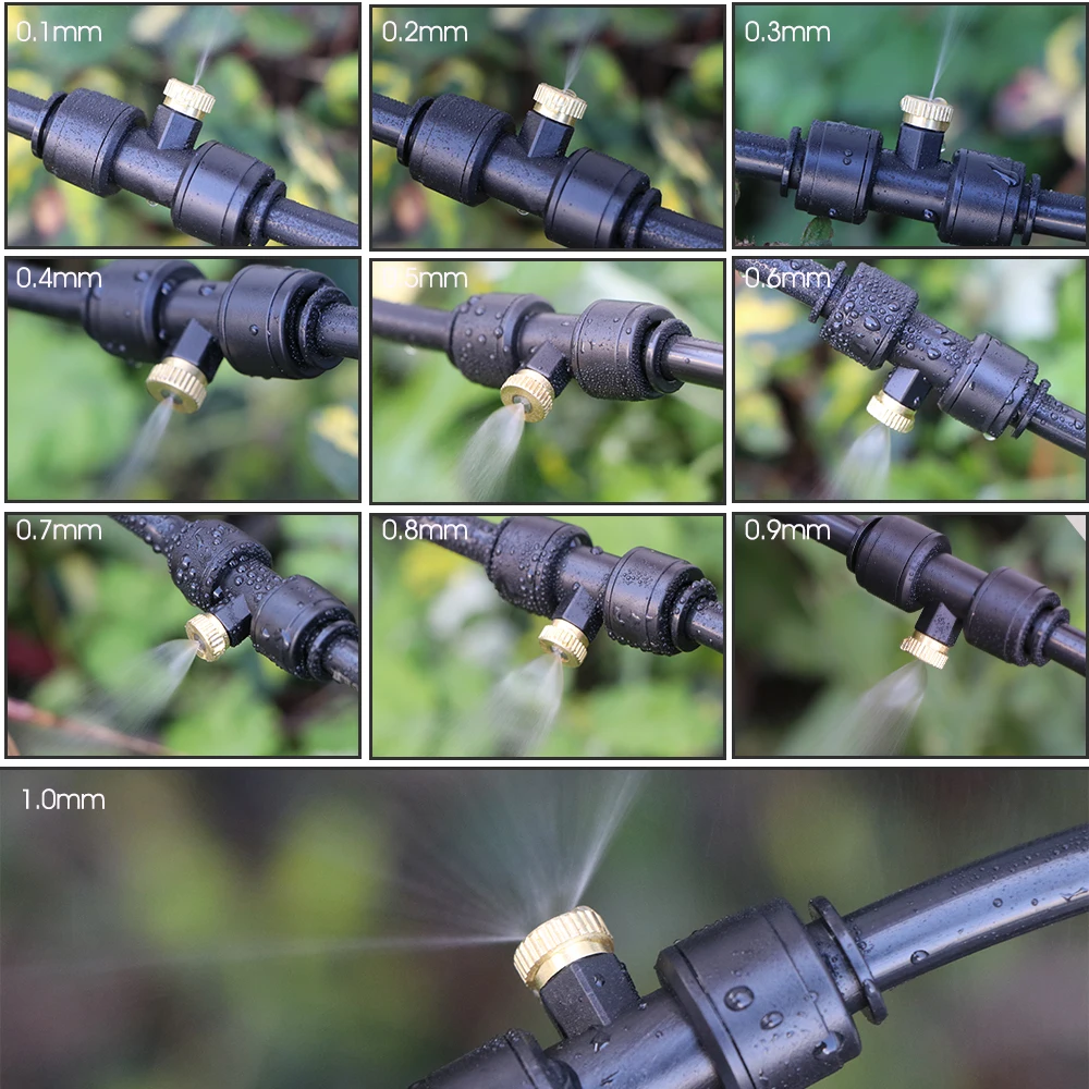 Bico de spray de latão de 0.1-1mm com conector rápido de torneira para jardim pátio OD-8mm mangueira pe sistema de resfriamento de nebulização atomizador de sprinklers de neblina