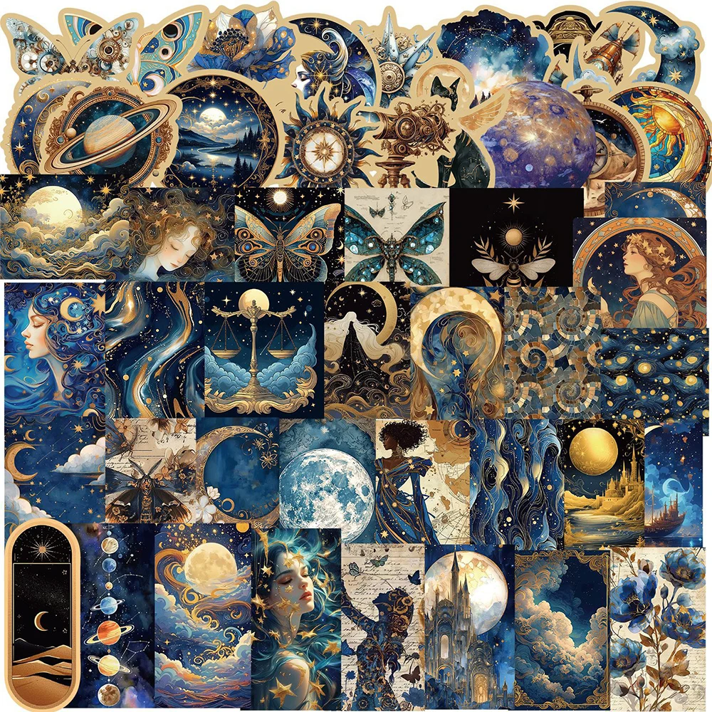 10/30/50pcs Vintage Astronomy Universe Planets Stickers Aesthetic Galaxy Moon Astrology Journal Decoration Sticker Decals Toys